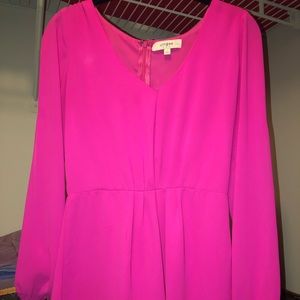 Long Sleeve Hot Pink Romper